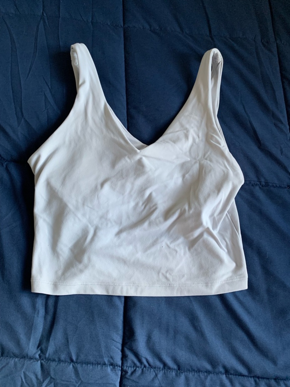 Athleta Light Grey V-Neck Sports Bra Tank Size Medium